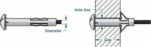 (Qty 25) 3/16XL Hollow Wall Anchors Heavy Duty Molly Bolt Zinc Plated 1/Box in Saudi Arabia