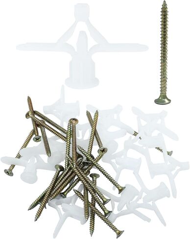100 PCS Hollow-Wall Harsors ، مجموعة مرساة دريوال مع مسامير ، مرساة جدار مجوف ذاتية (مرساة بيضاء 50pcs + مسامير 50pcs) in Saudi Arabia