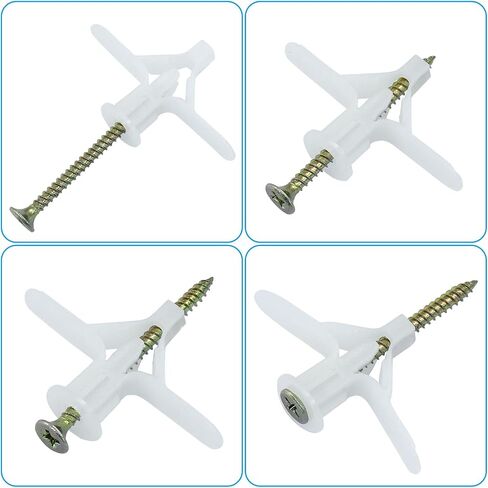 100 PCS Hollow-Wall Harsors ، مجموعة مرساة دريوال مع مسامير ، مرساة جدار مجوف ذاتية (مرساة بيضاء 50pcs + مسامير 50pcs) in Saudi Arabia