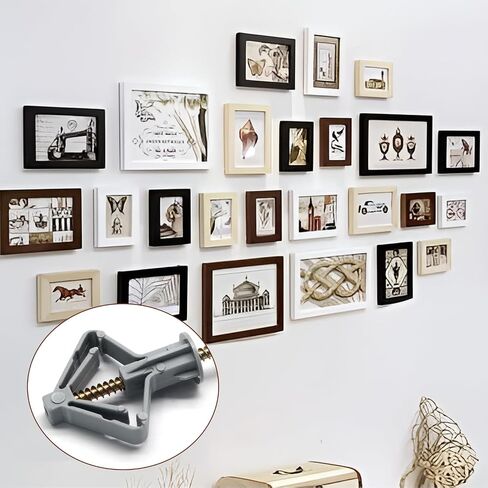 100 PCS Hollow-Wall Harsors ، مجموعة مرساة دريوال مع مسامير ، مرساة جدار مجوف ذاتية (مرساة بيضاء 50pcs + مسامير 50pcs) in Kuwait