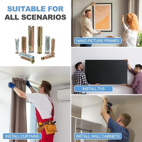 Patikil 20 PCS Drywall Hollow Wall Anchors مع مسامير 0.16 × 1.38 ، مجموعة مرساة الجدار الجاف الصلب لإصلاح فتحة فتحة الخرسانة الخشبية ، النحاس (5 × 30 مم) in Kuwait