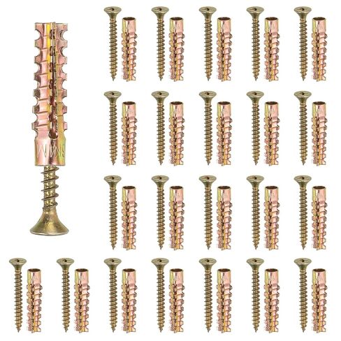 Patikil 20 PCS Drywall Hollow Wall Anchors مع مسامير 0.16 × 1.38 ، مجموعة مرساة الجدار الجاف الصلب لإصلاح فتحة فتحة الخرسانة الخشبية ، النحاس (5 × 30 مم) in Kuwait