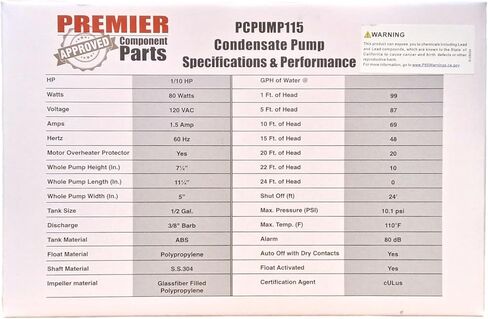 PCPUMP115 20' Lift Condensate Pump with Audible Alarm in Saudi Arabia