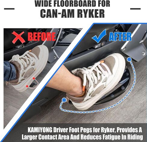 Driver Foot Pegs Aluminum Large Wide Floorboards Front Rider Foot Rest Tricycle Accessories for the Can-Am Ryker 600 900, Rally Edition (2019-2025), Sport (2022-2025) in Kuwait