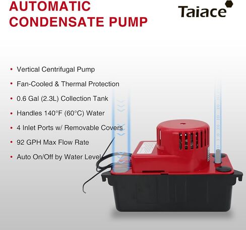 مضخة مكثف احترافية 115 فولت/120 فولت ، تدفق 79GPH و 15 قدمًا ، مفتاح أمان تلقائي لـ HVAC/AC/Dehumidifier/Furnace ، هادئ مع أنابيب 20 قدمًا و 2 × خرطوم المشبك in Saudi Arabia