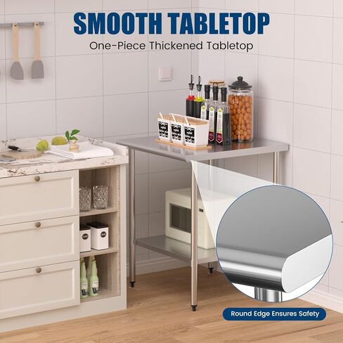 Stainless Steel Table 24 x 36 Inches Metal Prep Table with Adjustable Undershelf for Commercial Kitchen, Outdoor, Restaurant, Hotel & Garage in Kuwait