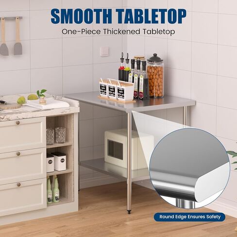 Stainless Steel Table 24 x 36 Inches Metal Prep Table with Adjustable Undershelf for Commercial Kitchen, Outdoor, Restaurant, Hotel & Garage in Kuwait