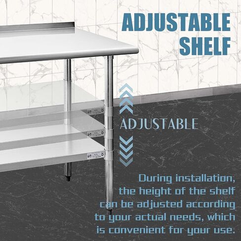 Hally Stainless Steel Table for Prep & Work 24 x 60 Inches with Caster Wheels, NSF Commercial Heavy Duty Table with Undershelf and Backsplash for Restaurant, Home and Hotel in Kuwait