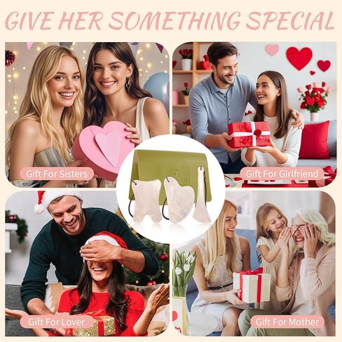 3 Piece Guasha Tool for Face Lymphatic Drainage Massager for Body Green Gifts Real Jade Gua Sha Set Comes with A Beautiful Carrying Pouch Spa Day Essentials in Kuwait