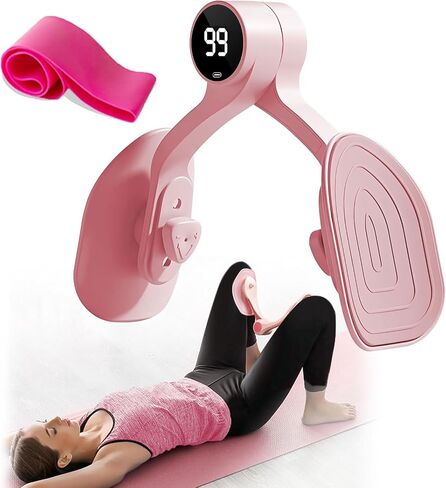 QIUTONG Thigh Master 2026 Upgraded, 10-78LB Thigh Master Thigh Exerciser, LED Inner Thigh Exerciser, 360° Pelvic Floor Exercise Devices, Hip Trainer Kegel Excerciser, 20LB Resistance Band, Light Pink in Kuwait