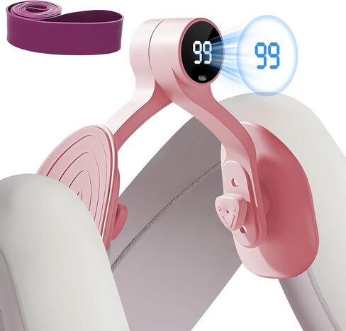 QIUTONG Thigh Master 2026 Upgraded, 10-78LB Thigh Master Thigh Exerciser, LED Inner Thigh Exerciser, 360° Pelvic Floor Exercise Devices, Hip Trainer Kegel Excerciser, 20LB Resistance Band, Light Pink in Kuwait