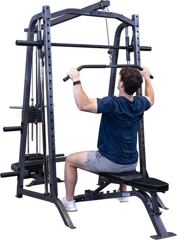 Body Solid Smith Machine Package - Strength Training Weight Cage Squat Rack System Ideal for Home and Commercial Gyms in Kuwait