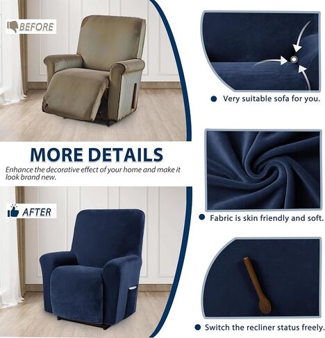 كرسي كرسي Asnomy يغطي أغطية كرسي الصبي البطيئة مع جيوب تمتد أريكة الأريكة المخملية المغطاة بحماية الأثاث 1 قطعة للكلاب القطط (كرسي ، أبيض) in Saudi Arabia