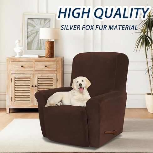 Asnomy Recliner Chair Covers Lazy Boy Recliner Covers with Pockets Stretch Velvet Couch Cover Slipcovers 1-Piece Furniture Protector for Dogs Cats(Recliner,White) in Saudi Arabia