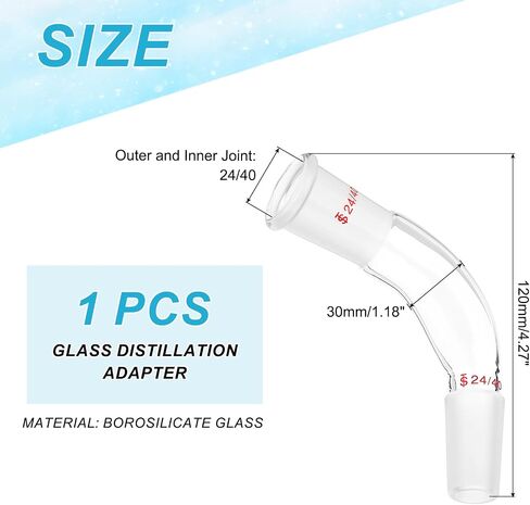 PATIKIL Borosilicate Glass Distillation Adapter, 105 Degree 24/40 Outer and Inner Joint Bent Connecting Adapter Distillation Connecting Parts for Lab Use Equipment Supply,1 in Saudi Arabia