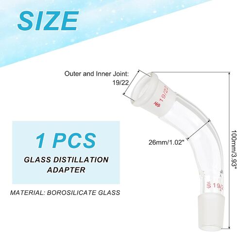 PATIKIL Borosilicate Glass Distillation Adapter, 105 Degree 24/40 Outer and Inner Joint Bent Connecting Adapter Distillation Connecting Parts for Lab Use Equipment Supply,1 in Saudi Arabia