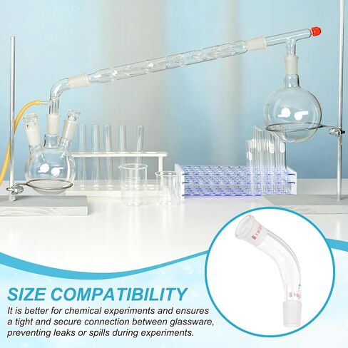 PATIKIL Borosilicate Glass Distillation Adapter, 105 Degree 24/40 Outer and Inner Joint Bent Connecting Adapter Distillation Connecting Parts for Lab Use Equipment Supply,1 in Saudi Arabia