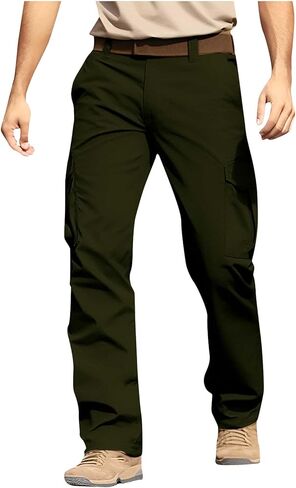Men's Military Tactical Cargo Pants 2025 Ripstop Stretch Relaxed Fit Trousers Outdoor Hiking Pants with Multi Pockets in Kuwait