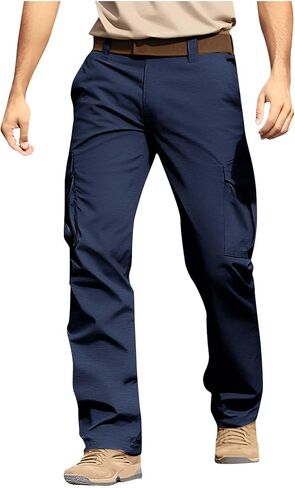 Men's Military Tactical Cargo Pants 2025 Ripstop Stretch Relaxed Fit Trousers Outdoor Hiking Pants with Multi Pockets in Kuwait