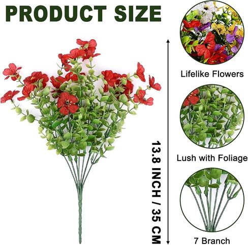 SAREAL Realistic Faux Outdoor Flowers, 20 Bundle UV Resistant Artificial Outdoor Flowers for Porch, Patio & Garden, Realistic Faux Plants for Home Decor in Saudi Arabia