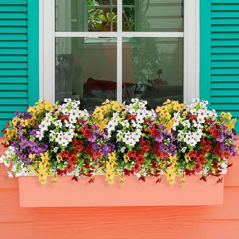 SAREAL Realistic Faux Outdoor Flowers, 20 Bundle UV Resistant Artificial Outdoor Flowers for Porch, Patio & Garden, Realistic Faux Plants for Home Decor in Saudi Arabia
