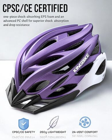 خوذة دراجة Kingbike للرجال البالغين شباب شباب طريق خوذات ركوب الدراجات الجبلية مع USB قابلة لإعادة الشحن منصات داخلية قابلة للاستبدال والأقنعة خفيفة الوزن 2 54-61 سم/21.26-24.01in in Kuwait