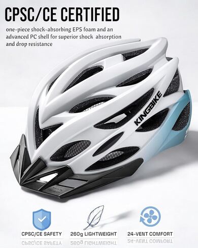 خوذة دراجة Kingbike للرجال البالغين شباب شباب طريق خوذات ركوب الدراجات الجبلية مع USB قابلة لإعادة الشحن منصات داخلية قابلة للاستبدال والأقنعة خفيفة الوزن 2 54-61 سم/21.26-24.01in in Kuwait