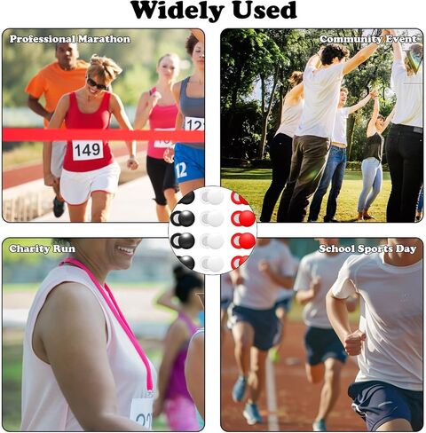 12Pcs Running Bib Clips Marathon Number Buckle Race Bib Securing Running Gear Fixing Fastener Clip Magnets Field Number Holder White Black Red for Runners Field Cycling Triathlon Supplies in Saudi Arabia