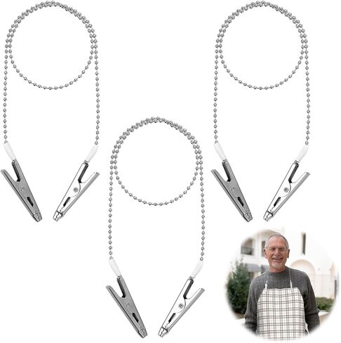 3 PCS Dental Bib Clips Fackin Clip Chain Lanyard Dental Bib Ball Ball Ball with Clips على كلا الطرفين مقاطع حامل منديل مقاطع قابلة لإعادة الاستخدام قابلة لإعادة الاستخدام للبالغين كبار السن مشابك من منديل العنق in Saudi Arabia