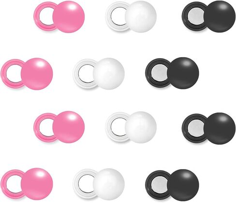 12 Pairs Magnetic Race Bib Clips, Marathon Race Number Holder Running Racing Bib Buckles Fixing System for Cycling Triathlon Runners Field Supplies (Black, White, Pink) in Saudi Arabia