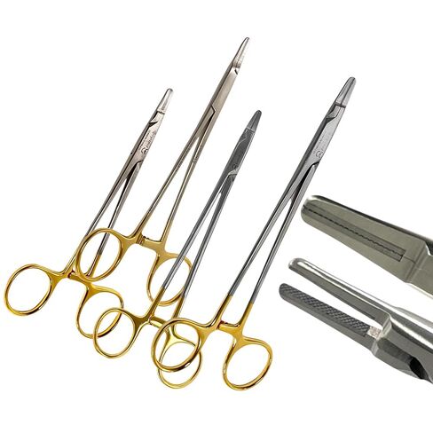 مجموعة من 4pcs Ryder Needle حامل مع كربيد التنغستن إدراج إبرة سائق TC 5.5in ، 6in ، 7in ، 8in - مقبض ذهبي - الفولاذ المقاوم للصدأ الألماني in Kuwait