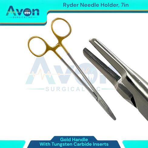 مجموعة من 4pcs Ryder Needle حامل مع كربيد التنغستن إدراج إبرة سائق TC 5.5in ، 6in ، 7in ، 8in - مقبض ذهبي - الفولاذ المقاوم للصدأ الألماني in Kuwait