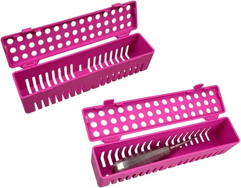 1pc أدوات طب الأسنان العلمية ، علبة كاسيت أوتوكلافال البلاستيكية ، صينية حاوية تطهير الأداة الجراحية الطبية لملاعق الأسنان ، ملقطها ، كماشة (زرقاء) in Kuwait