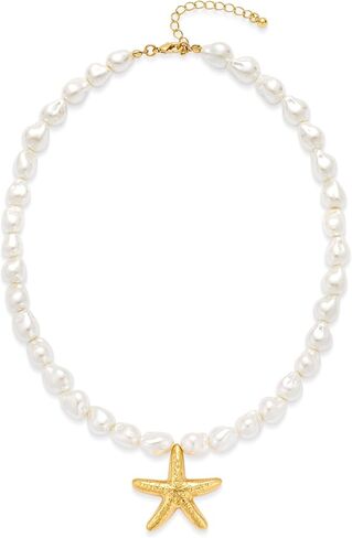 Delicate Starfish Pendant Necklace, Gold and Silver Tone Twisted Chain Beach Jewelry for Women - Summer Ocean Inspired Adjustable Necklace in Kuwait