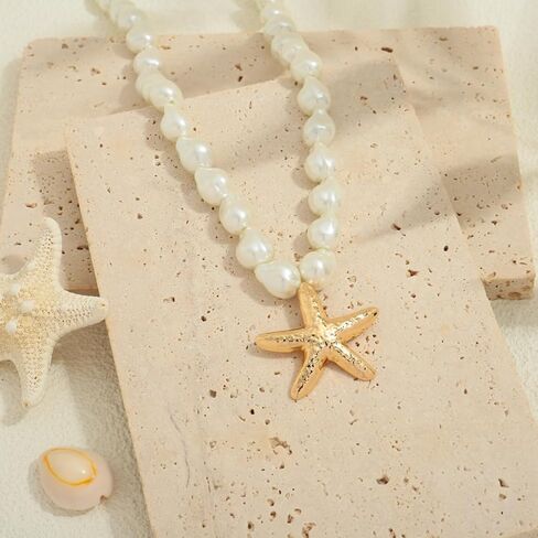 Delicate Starfish Pendant Necklace, Gold and Silver Tone Twisted Chain Beach Jewelry for Women - Summer Ocean Inspired Adjustable Necklace in Kuwait