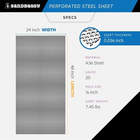 Sandbaggy Perforated Steel Sheet 24" x 48" - Perforated Metal Sheet - A36 Steel - 1/8" Holes (1, 24" x 48") in Saudi Arabia