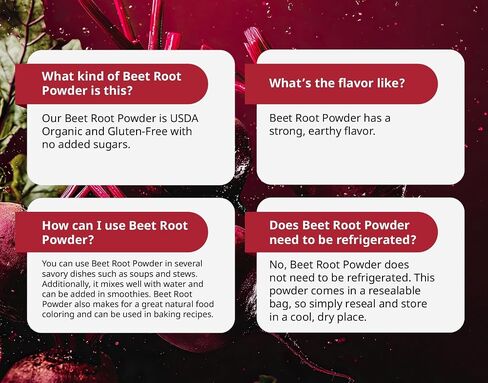 Kate Naturals Beet Beet Root Powder لعصائر ، الخبز والعصير. شمندر خام Superfood وتلوين الطعام الأحمر الطبيعي (8 أوقية ، غير المعدلة وراثيا ، نكهة ترابية) in Kuwait