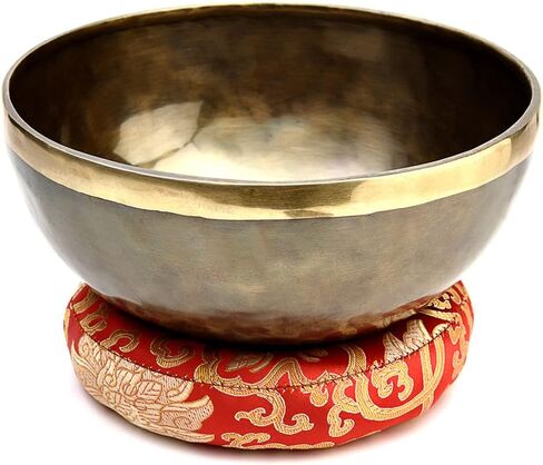 Himalayan Singing Bowl Set — 100% Handmade 8" Meditation Sound Bowl Handcrafted in Nepal with Mallet Striker & Cushion for Spiritual Healing, Mindfulness, Yoga & Relaxation, Flower of Life in Saudi Arabia