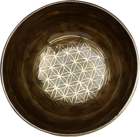 Himalayan Singing Bowl Set — 100% Handmade 8" Meditation Sound Bowl Handcrafted in Nepal with Mallet Striker & Cushion for Spiritual Healing, Mindfulness, Yoga & Relaxation, Flower of Life in Saudi Arabia