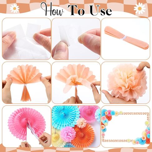 Supervitae 46 PCS Spring Bulletin Decorations Spring Flowers Classroom Bulletin Border with Paper Fans Trisue Paper Flowers for Champroom Blackboard Home Wall Decorations in Saudi Arabia
