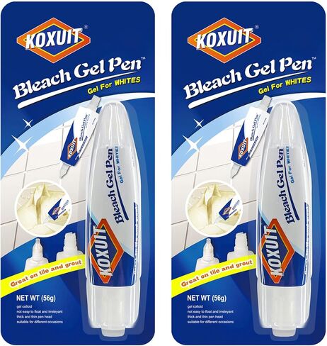 Portable Dual-Tip Bleach Pen for White Clothes & Grout - Travel-Ready 2-in-1 Gel Applicator with Brush Head, Non-Drip Cleaner for Bathroom Lines & On-The-Go Use (Milky White)2PCS. in Kuwait