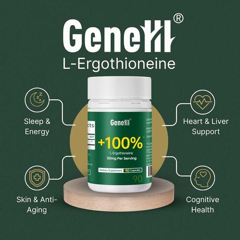L-Ergothioneine Supplement, 30mg(EGT)/Serving, 6X Ergothioneine Mushroom Extract Supplements Longevity, Immune Support, Heart Health & Brain Supplement, Lab Tested, Made in USA, 60 Servings in Saudi Arabia
