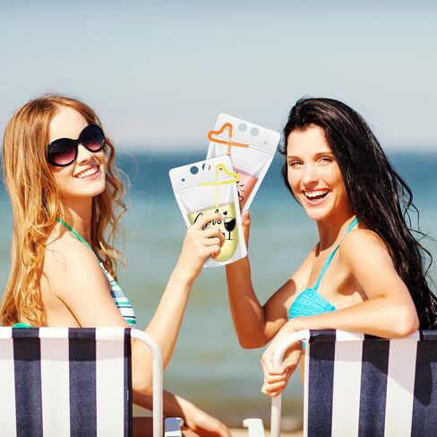 Seematn 24 Sets Girls Trip Drink Pouch Bags with Straws, Girls Weekend Getaway Drink Holders Reusable Travel Juice Bag for Sister Auntie Friends Besties Vacation in Saudi Arabia