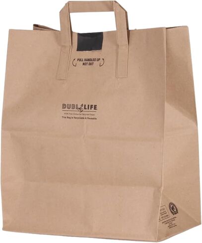 DURO 70# Heavy Duty Paper Grocery Bags with Handles 25 Count, Brown Large Shopping Bags with Handles, 12 x 7 x 14 Inches Paper Sacks for Recycling, Retail & Groceries in Saudi Arabia