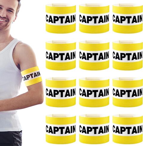 12pcs Captain Arm Bands for Soccer Captain Armband Adjustable Unisex Elastic for Team Training, Yellow and White in Saudi Arabia