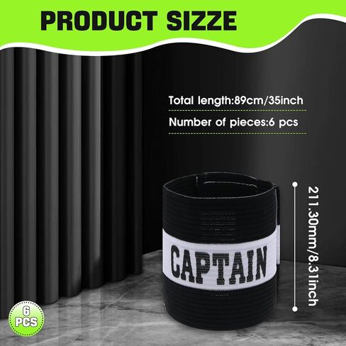 6 Pieces Soccer Captain Armband Adjustable Elastic Sports Bands for Football Basketball, Anti-Slip Team Armbands for Adult Youth Athletes in Saudi Arabia