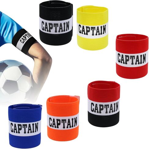6 Pieces Soccer Captain Armband Adjustable Elastic Sports Bands for Football Basketball, Anti-Slip Team Armbands for Adult Youth Athletes in Saudi Arabia