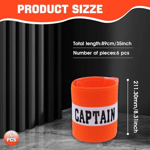 6 Pieces Soccer Captain Armband Adjustable Elastic Sports Bands for Football Basketball, Anti-Slip Team Armbands for Adult Youth Athletes in Saudi Arabia