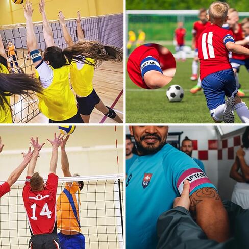 6 Pieces Soccer Captain Armband Adjustable Elastic Sports Bands for Football Basketball, Anti-Slip Team Armbands for Adult Youth Athletes in Saudi Arabia