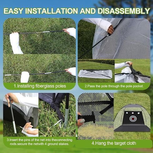 Net 10x7ft Golf Practice Net for Backyard - نظام ضربات الشقوق مع MAT و 12 كرة ومحبي - طقم تدريب في الهواء الطلق/داخلي للرجال in Saudi Arabia